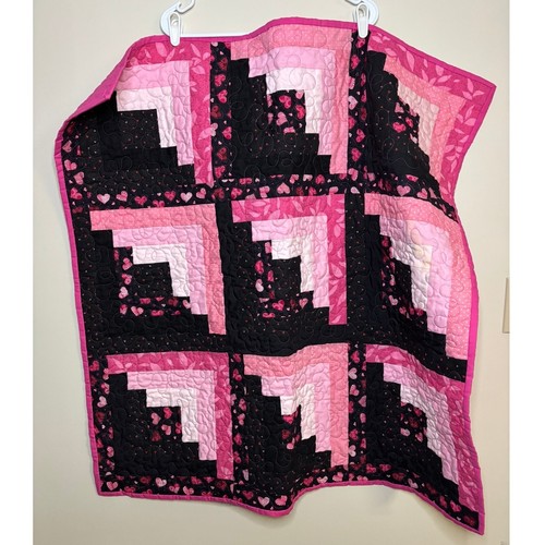 Handmade pink black heart log - black,