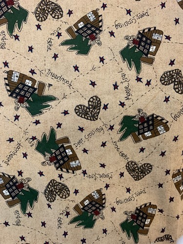 North woods log cabin cotton - log,